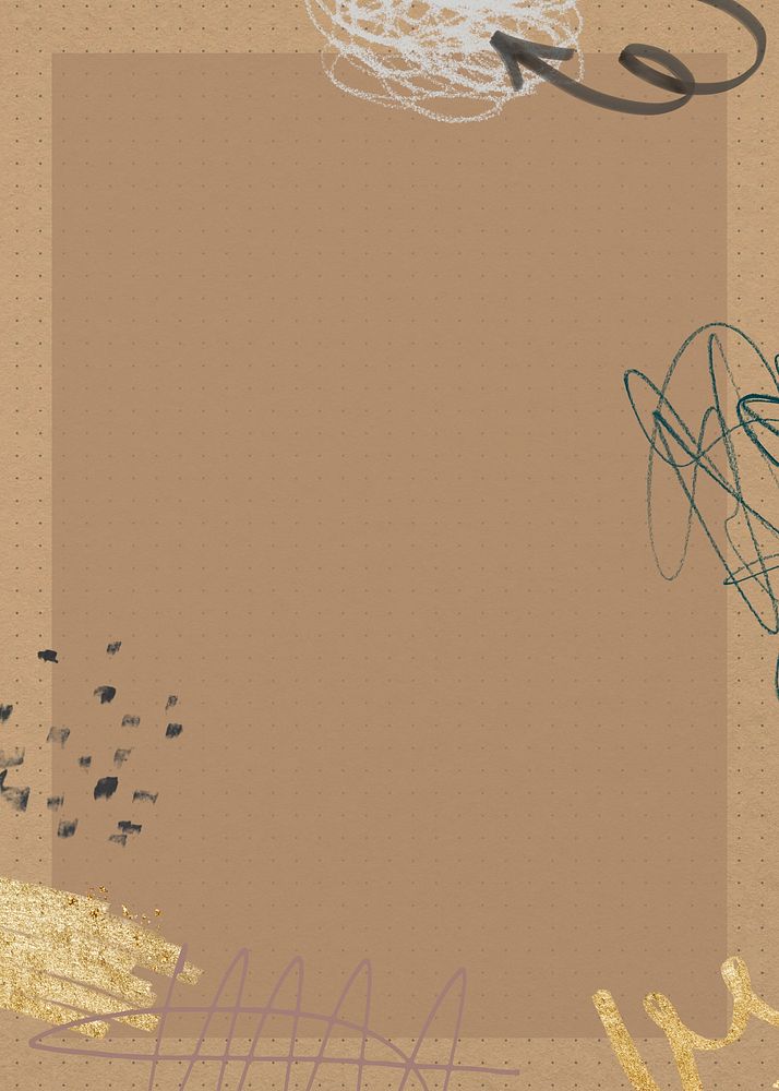 Abstract messy scribble background, brown frame design
