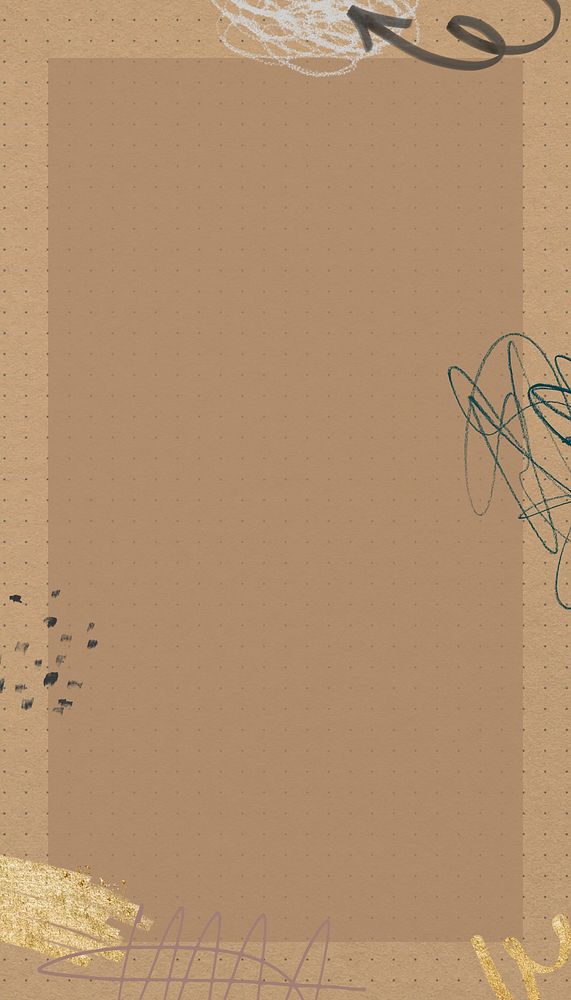 Abstract messy scribble phone wallpaper, brown frame design