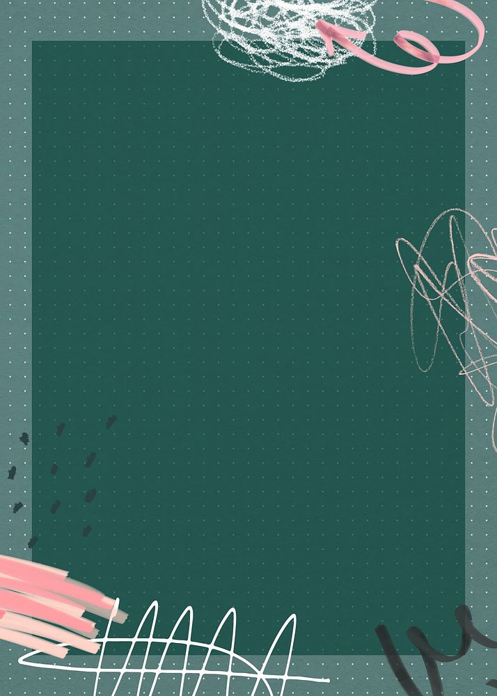 Abstract messy scribble background, green frame design