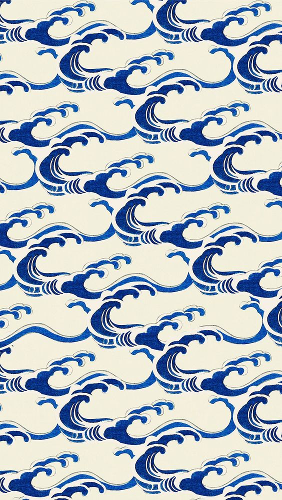 Japanese wave patterned iPhone wallpaper