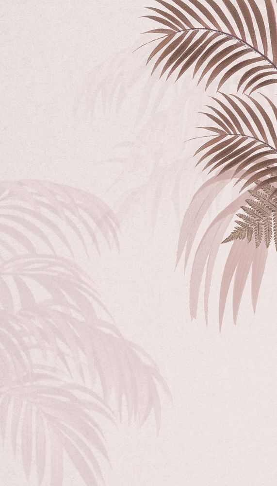 Pink leaf shadow iPhone wallpaper, botanical border