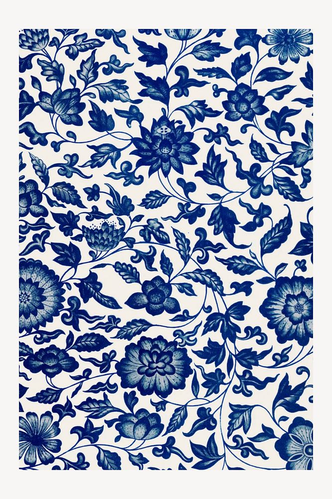 Vintage blue flower pattern, rectangle shape design