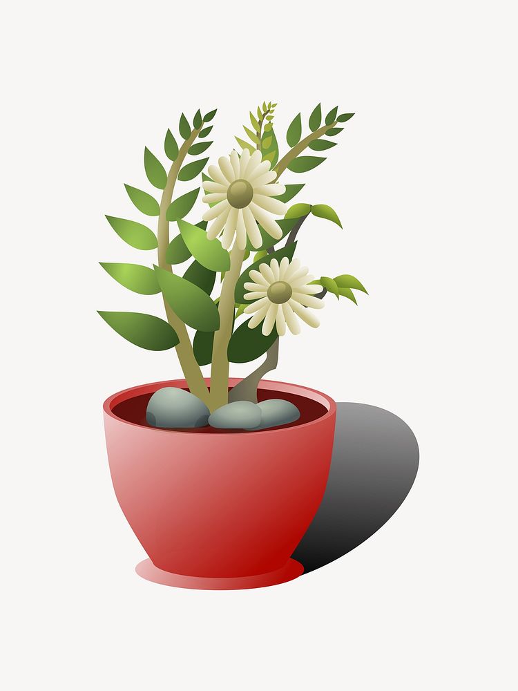 Flower in pot illustration. Free public domain CC0 image.