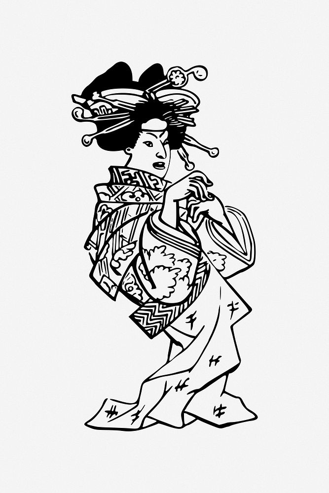 Geisha clip art. Free public domain CC0 image.