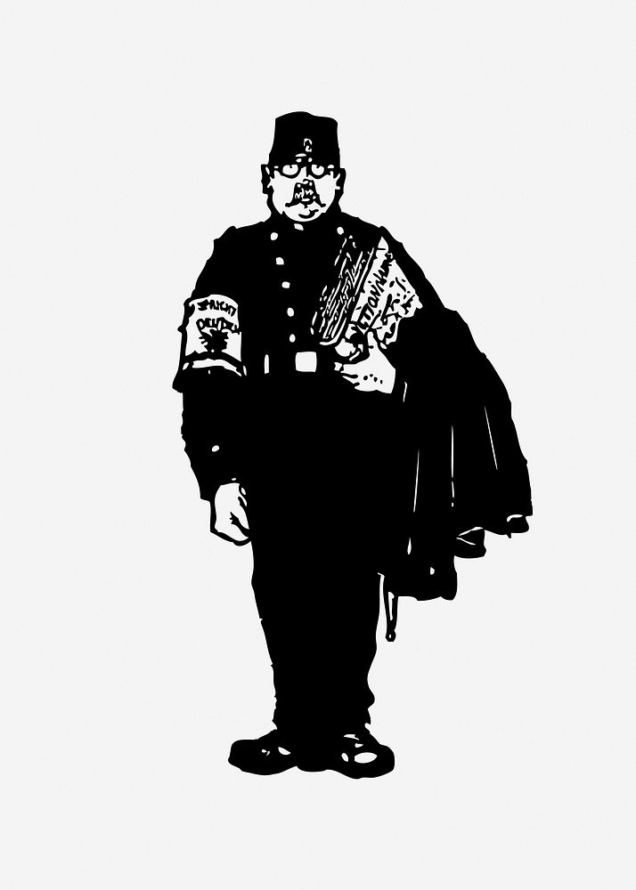 Vintage policeman illustration. Free public domain CC0 image.