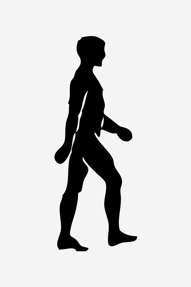Silhouette walking man  collage element vector. Free public domain CC0 image.