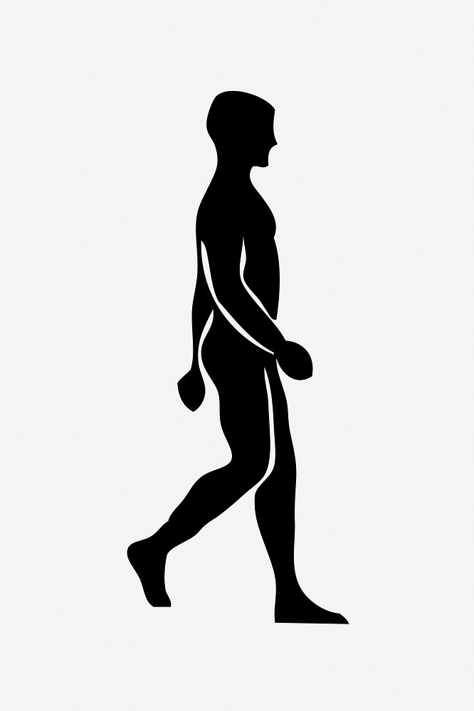 Silhouette walking man  collage element vector. Free public domain CC0 image.