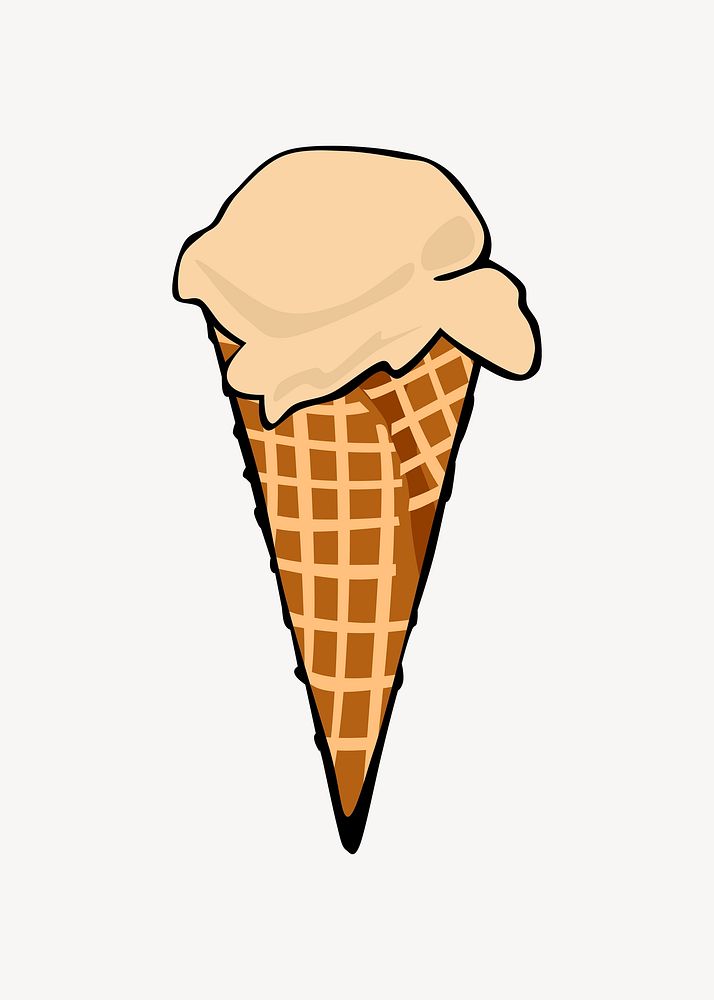 Ice cream cone illustration. Free public domain CC0 image.