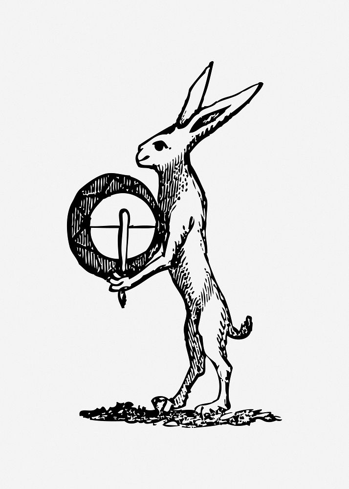Hare and tabor illustration. Free public domain CC0 image.
