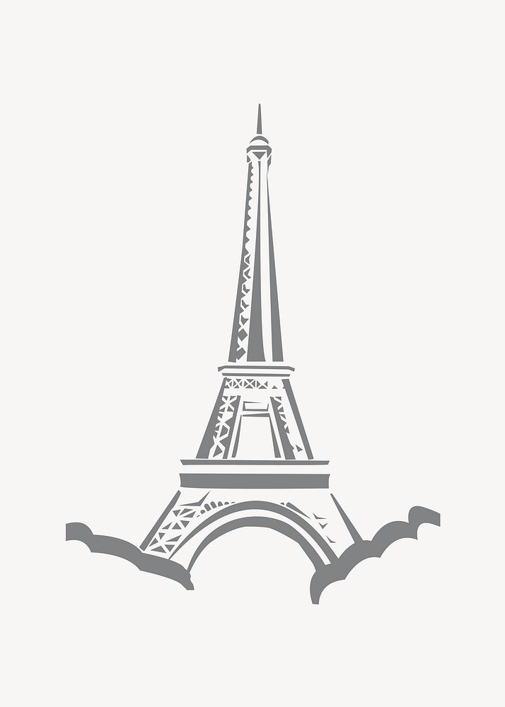 Eiffel Tower illustration. Free public domain CC0 image.
