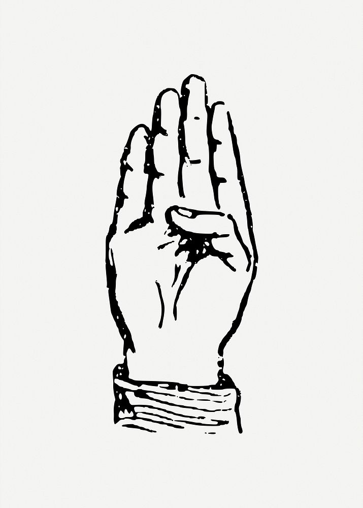 Four hand sign clipart psd. Free public domain CC0 image.
