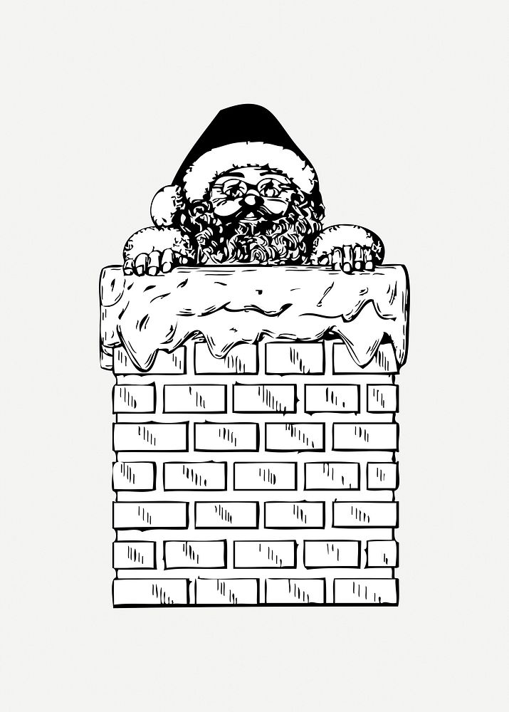 Santa Claus in Chimney illustration psd. Free public domain CC0 image.