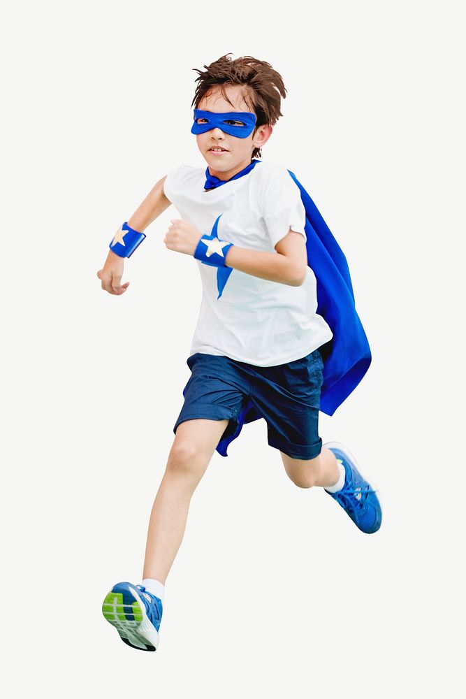 Superhero costume playing boy psd
