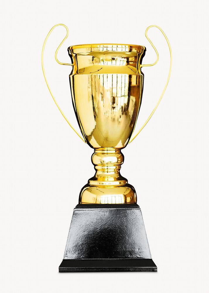 Golden trophy, isolated object on white