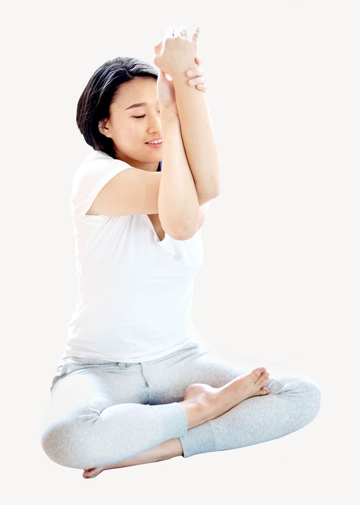 Asian woman exercising isolated image