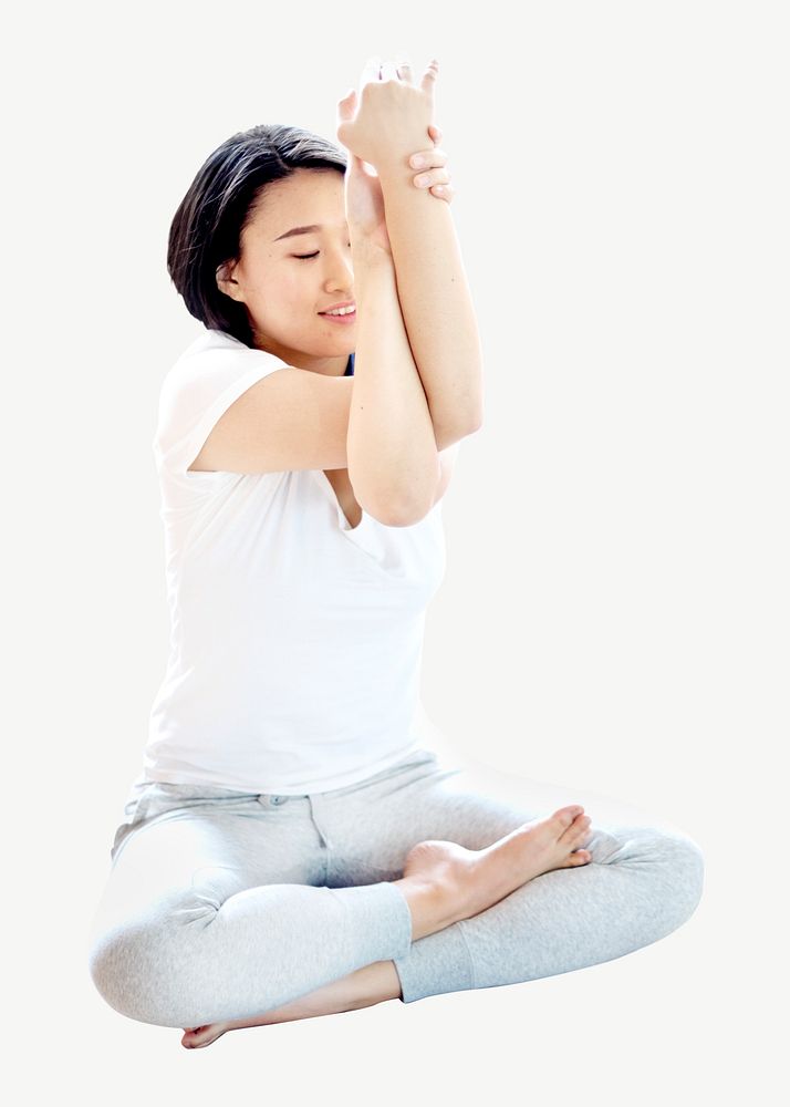 Asian woman yoga exercising psd