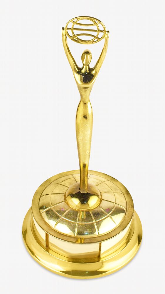 Golden award trophy, isolated image
