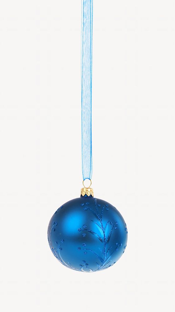 Ornament ball blue , isolated object on white