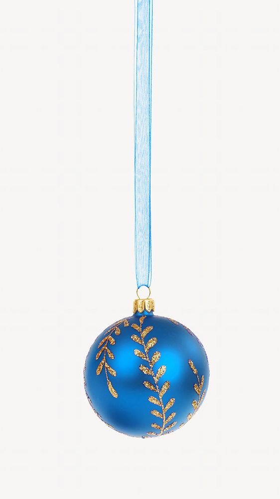 Blue ornament ball, isolated object on white