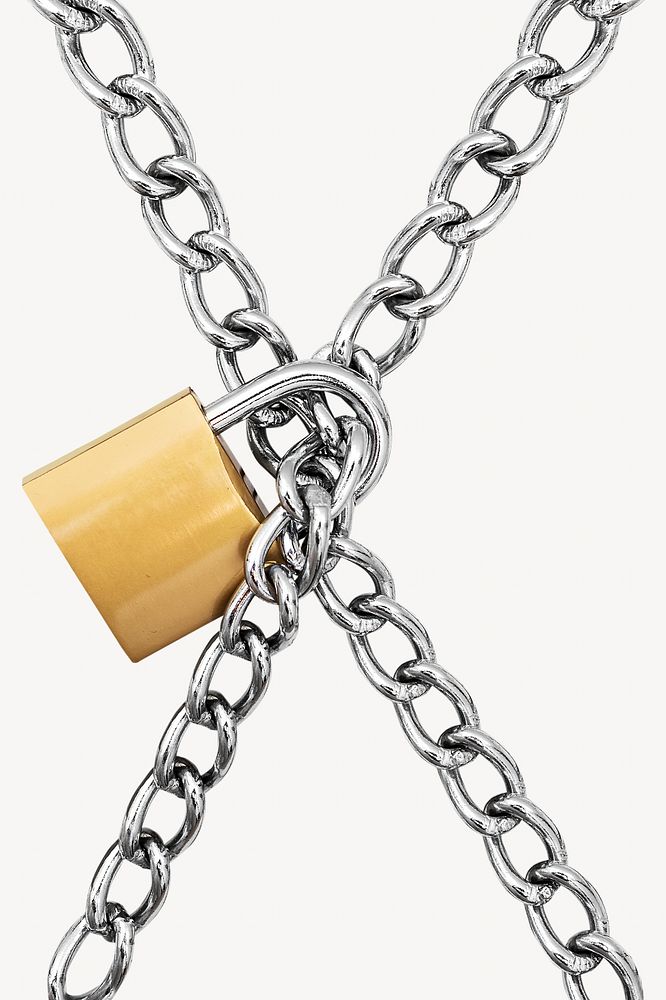 Digital security lock chain isolated image