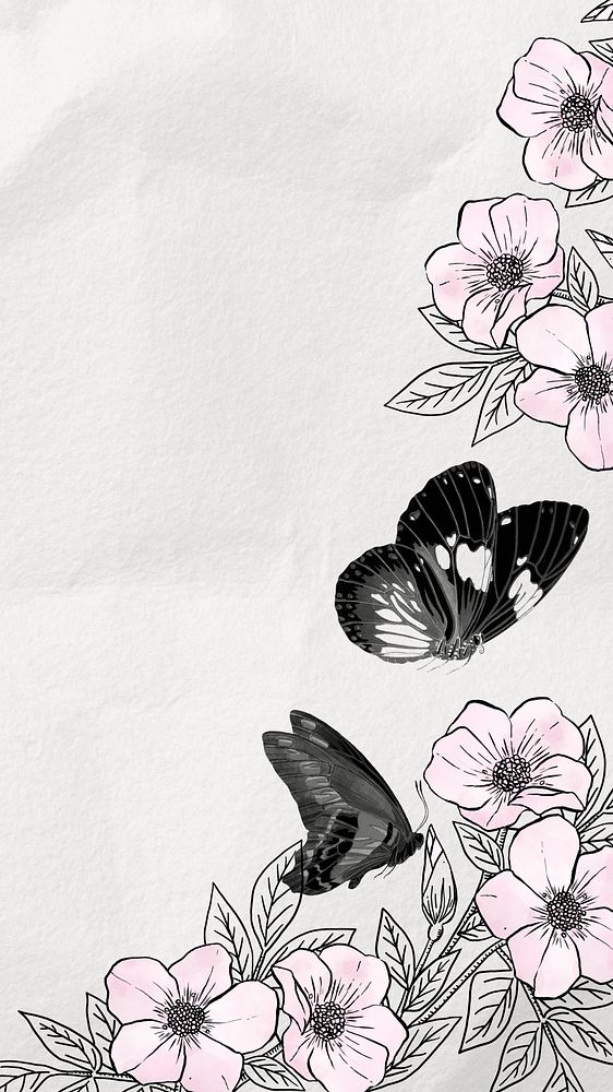 E.A. S&eacute;guy's butterfly mobile wallpaper, paper texture background, remixed by rawpixel.
