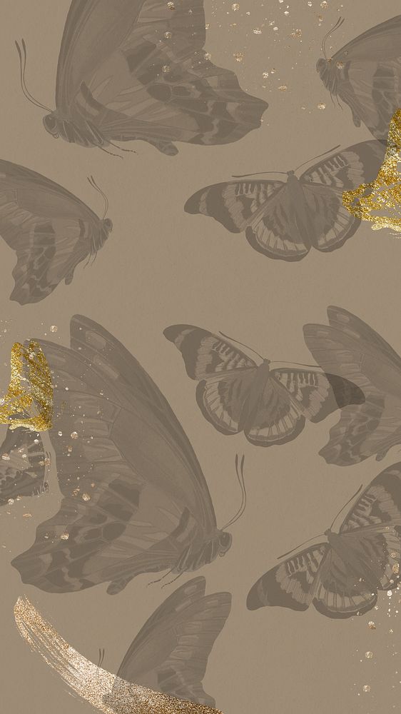 Aesthetic butterfly patterned iPhone wallpaper, vintage background, remixed from the artwork of E.A. S&eacute;guy.