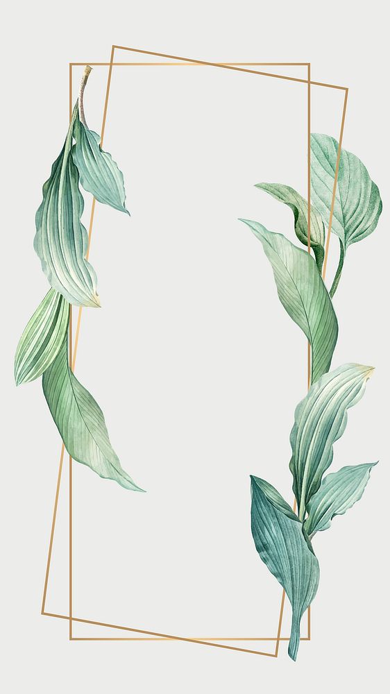 Botanical gold frame mobile wallpaper vector