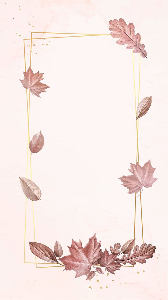 Autumn leaf frame mobile wallpaper vector