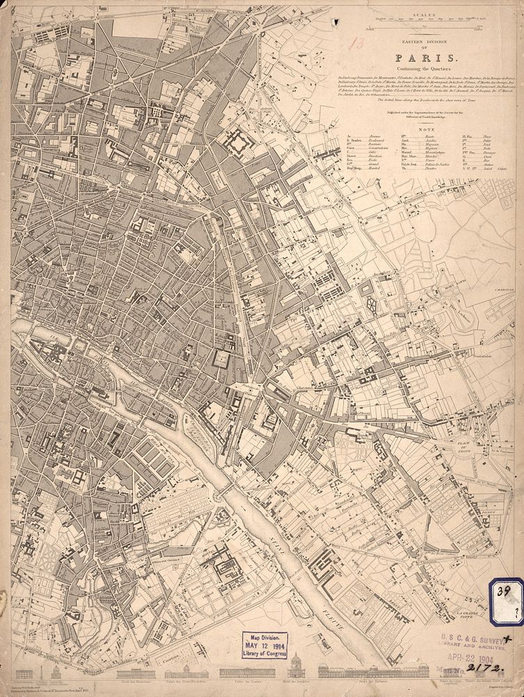Eastern division of Paris : containing the Quartiers (1833) by James Shury