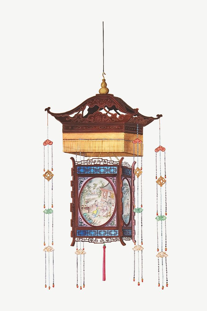 Japanese hanging lantern, vintage illustration psd. Remixed by rawpixel.