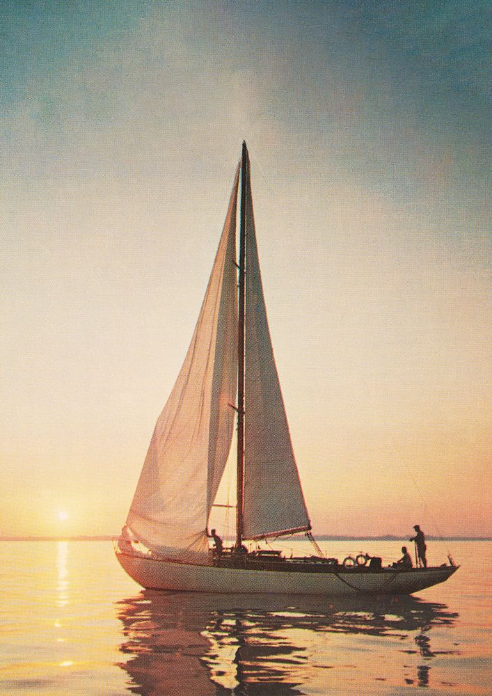 Sailboat sunset background. Remixed by rawpixel.