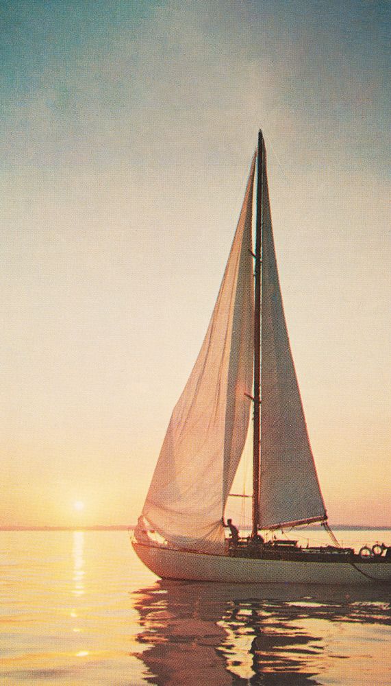 Sailboat sunset mobile wallpaper. Remixed by rawpixel.