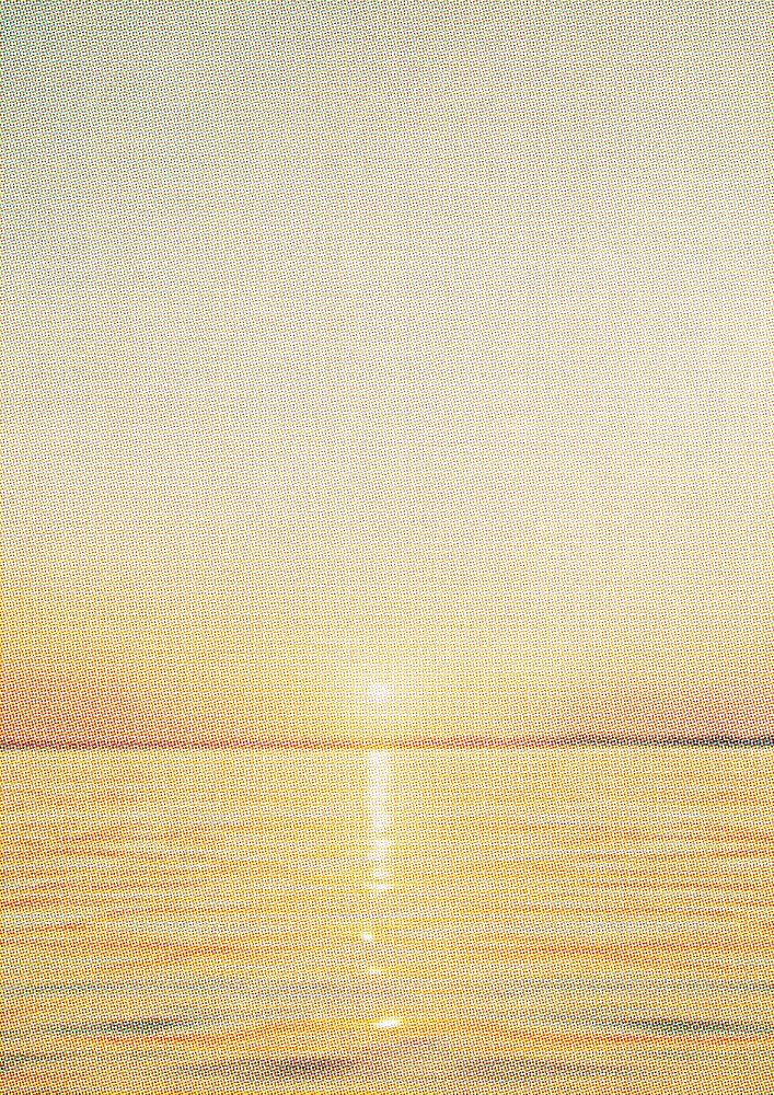 Summer sunset ocean background, vintage illustration. Remixed by rawpixel.