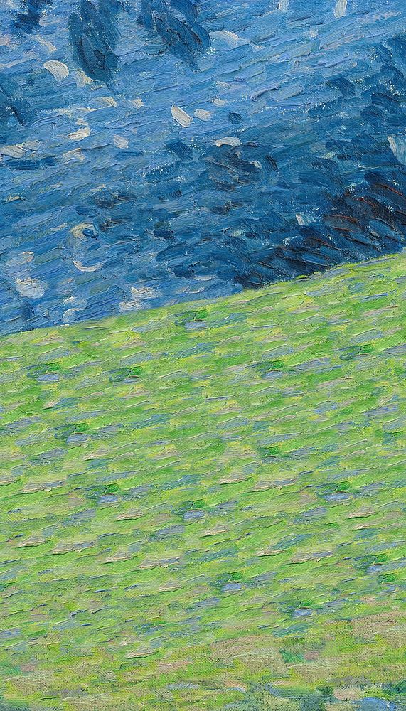 Blue oil painting iPhone wallpaper, green border by Alexej von Jawlensky. Remixed by rawpixel.