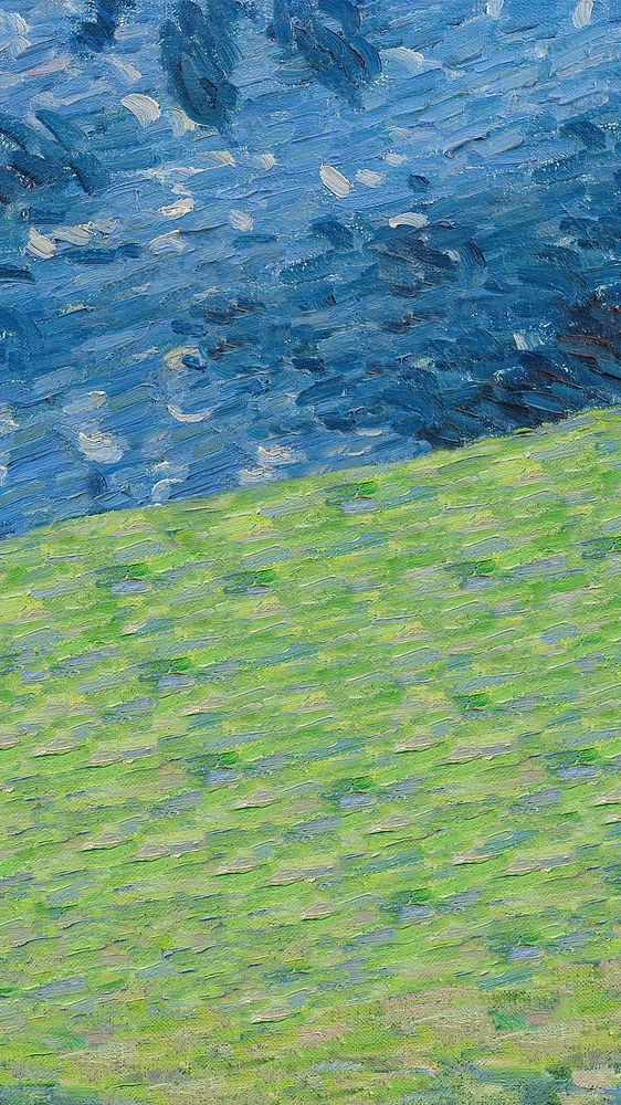 Blue oil painting iPhone wallpaper, green border by Alexej von Jawlensky. Remixed by rawpixel.