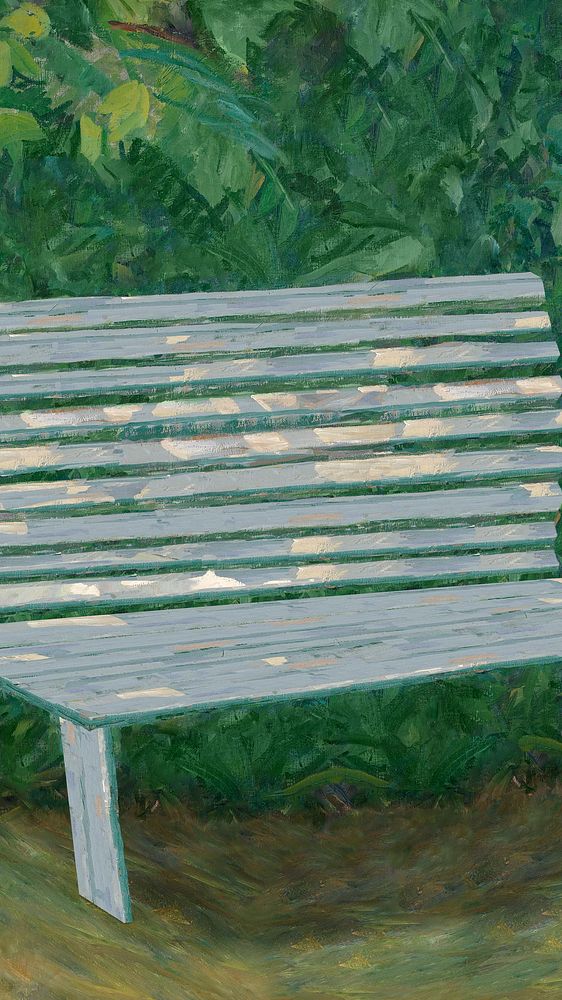 Vintage garden bench iPhone wallpaper, illustration by Edvard Weie. Remixed by rawpixel.