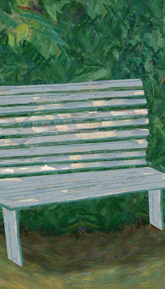 Vintage garden bench iPhone wallpaper, illustration by Edvard Weie. Remixed by rawpixel.