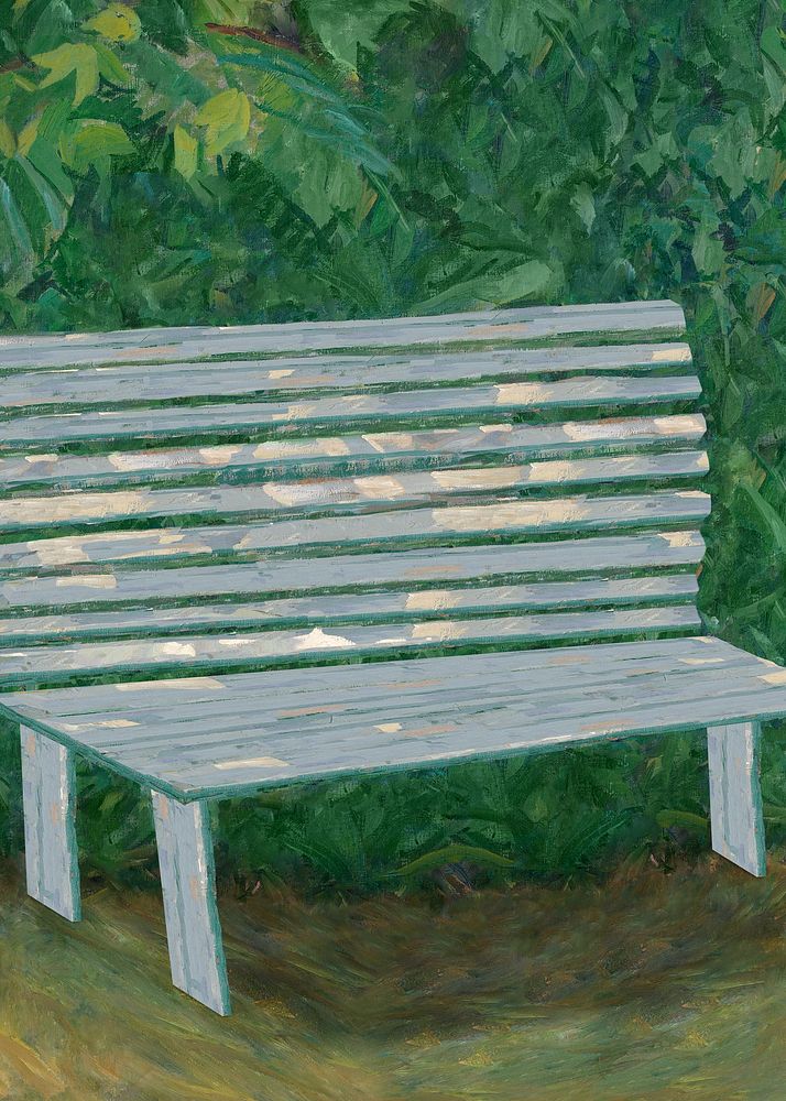 Vintage garden bench background, illustration by Edvard Weie. Remixed by rawpixel.