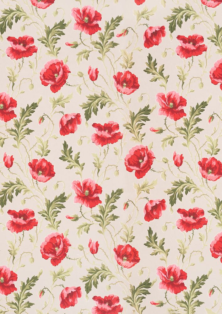 Pink flower patterned background, vintage illustration by William H. Gledhill. Remixed by rawpixel.