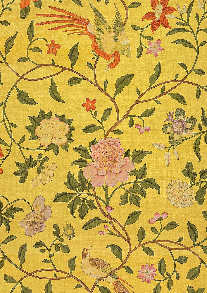 Vintage flower patterned background, yellow design. Remixed by rawpixel.