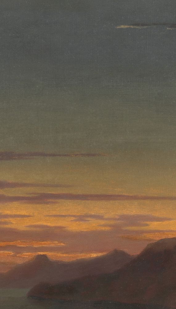 Sunset Coast iPhone wallpaper, vintage nature illustration by Alexander Cozens. Remixed by rawpixel.