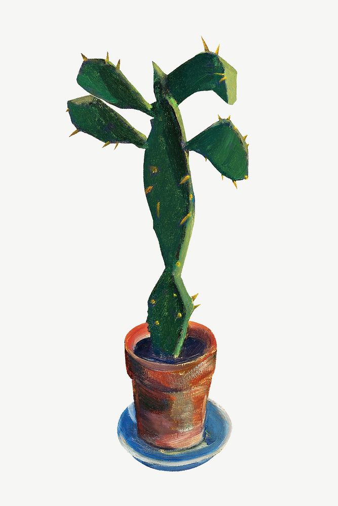 Cactus pot plant, vintage houseplant illustration psd by Ilmari Aalto. Remixed by rawpixel.