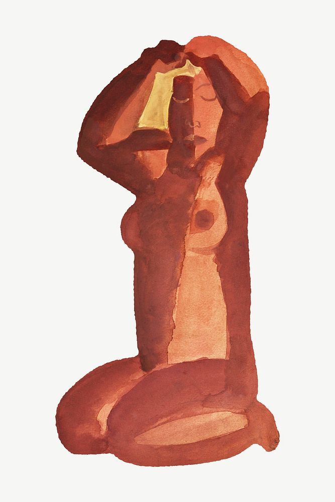 Nude bathing woman, vintage illustration psd by Leo Gestel. Remixed by rawpixel.