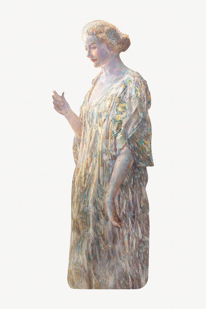 Vintage woman illustration by Frederick Childe Hassam. Remixed by rawpixel.