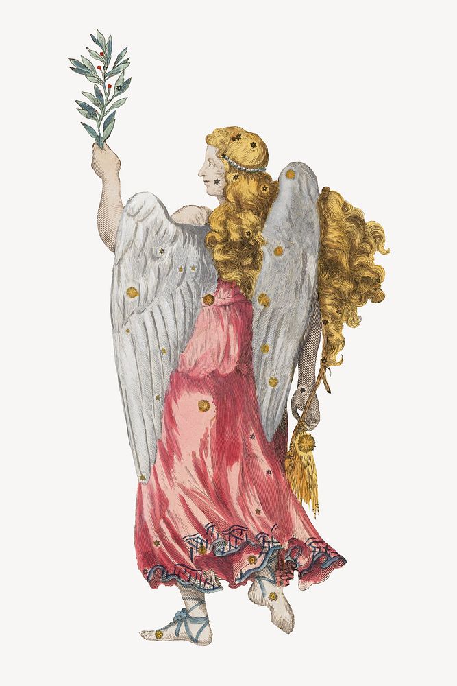 Virgo angel constellation, astrology animal illustration by Ignace Gaston Pardies. Remixed by rawpixel.