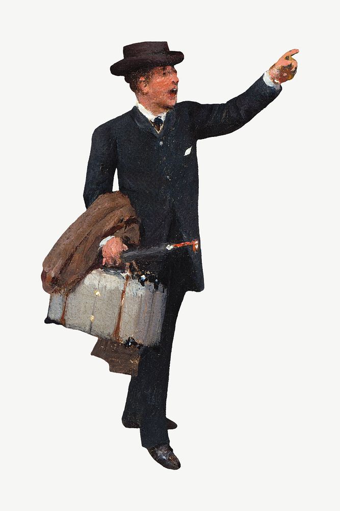 Business holding suitcase, vintage illustration psd by Jean Beraud. Remixed by rawpixel.