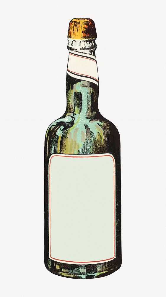 Double distilled bay rum, bottle illustration by Viggo Moller. Remixed by rawpixel.