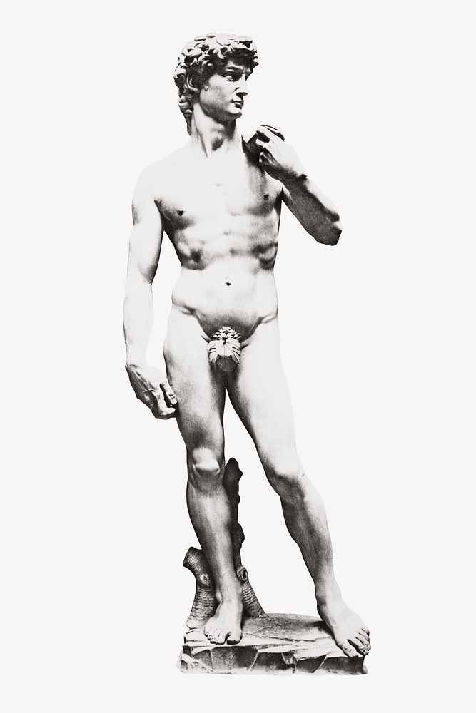 Greek God marble statue by Michelangelo Buonarroti. Remixed by rawpixel.