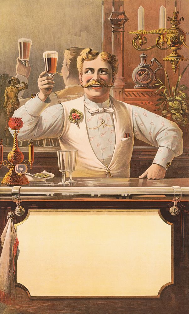 Bartender (1889), vintage illustration. Original public domain image from the Library of Congress. Digitally enhanced by…