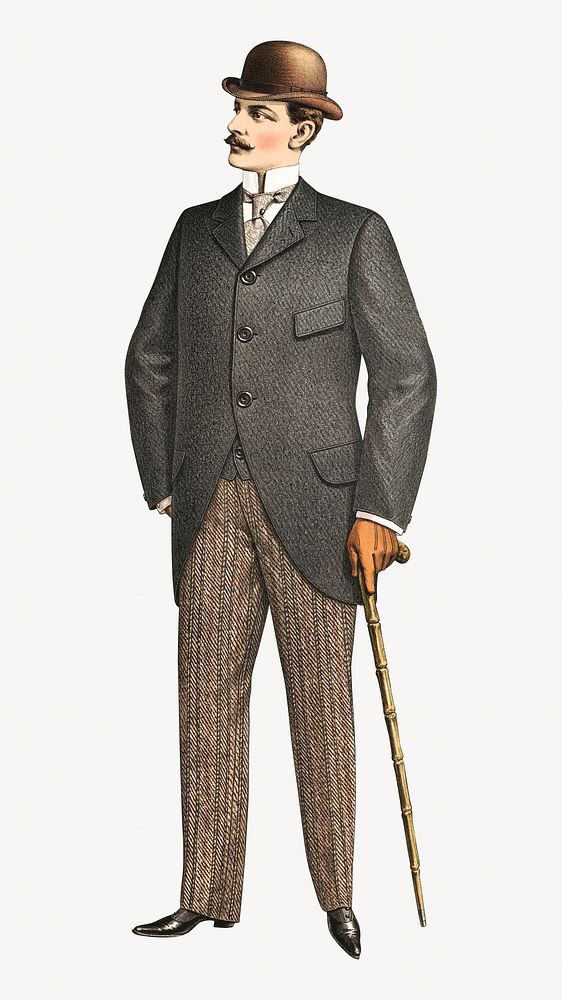 Men's vintage suit, fashion illustration. Remixed by rawpixel.